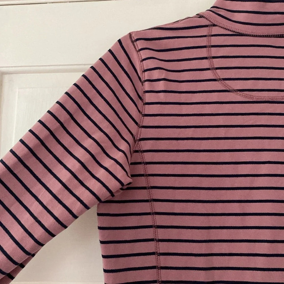 LL Bean Women's Ultrasoft Sweatshirt‎ Full-Zip Mock-Neck Jacket Orchid Stripe - Picture 9 of 9